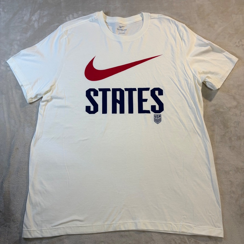 Nike US Soccer States Swoosh T-Shirt Mens XL Sail White Core Cotton M11332